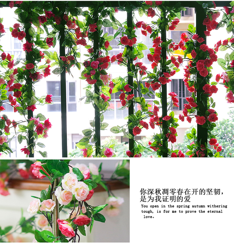 Mô phỏng hoa hồng giả hoa nhựa hoa mô phỏng cây nho treo tường hoa phòng khách điều hòa không khí uốn lượn trang trí hoa - Hoa nhân tạo / Cây / Trái cây bình hoa giả để phòng khách