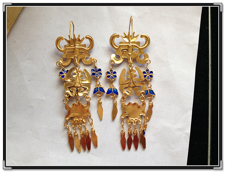 Chinese ancient style Handmade Filigree Earrings made 999 pure silver