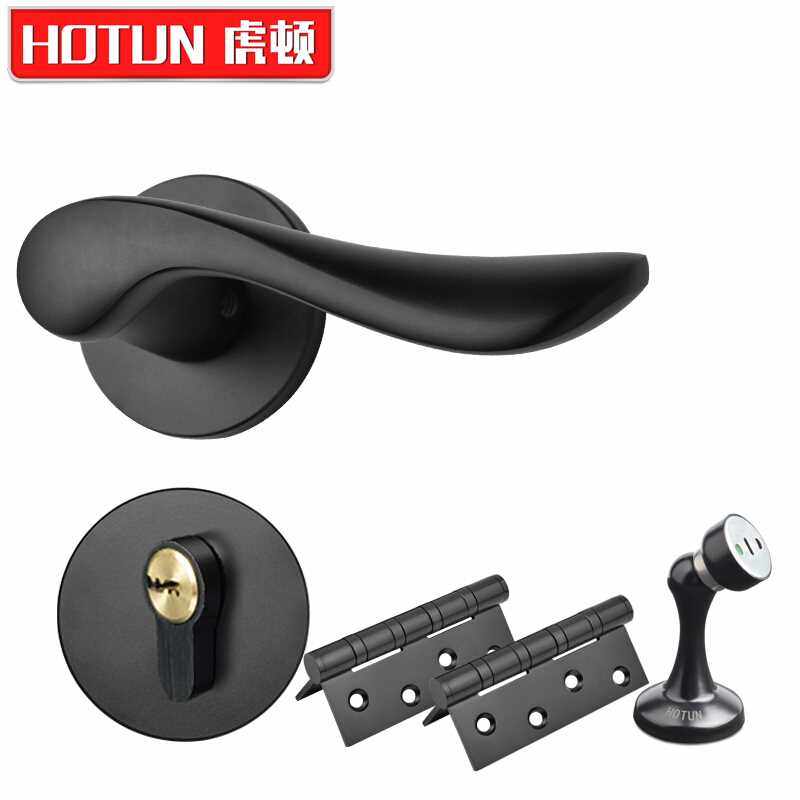 Hudun HOTUN bedroom door lock door lock indoor American bedroom door lock black mute indoor door lock solid wood