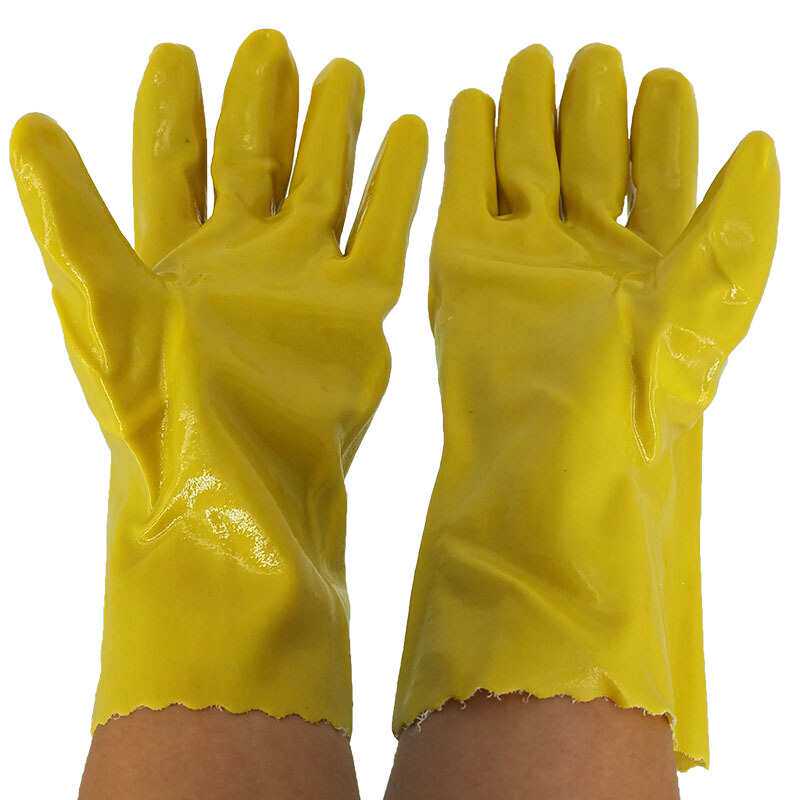 Lu Ning cotton wool impregnated labor insurance labor protection PVC gloves waterproof, oil-proof, anti-fouling, acid-base gloves, yellow 10