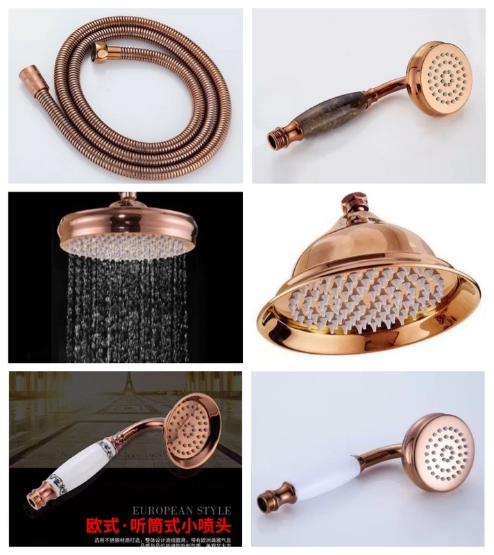 Rose Gold Hand-Held All-Copper Shower Head, Vintage Hand-Held Shower Hose, Small Shower Head Accessories