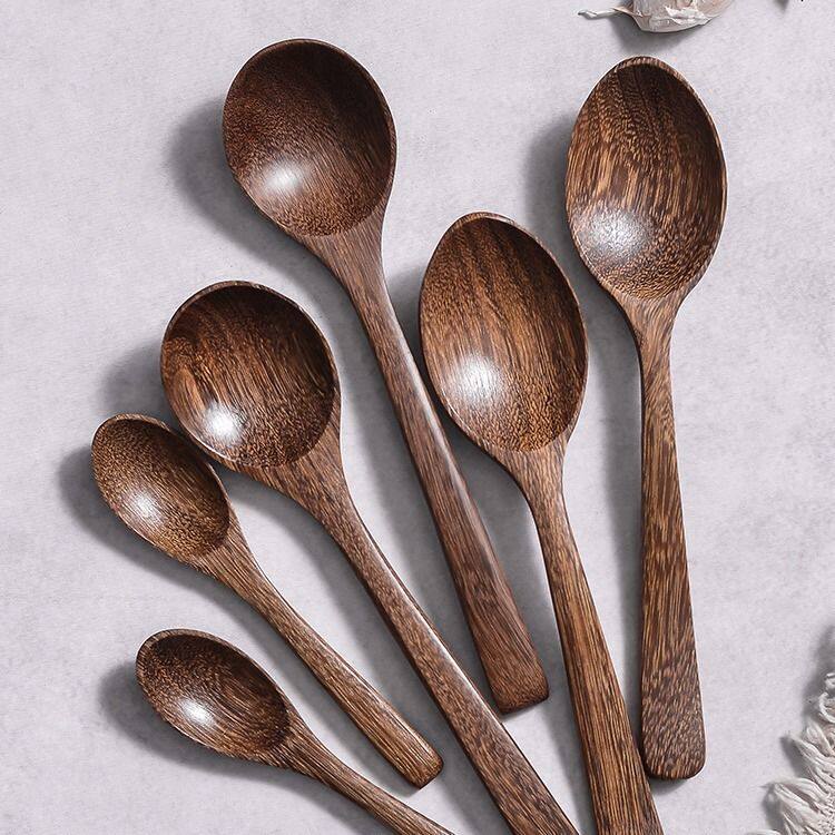 Long handle wood spoon Home solid wood soup spoon No paint Han style creative cute little wooden spoon Children spoon chicken wings wood 