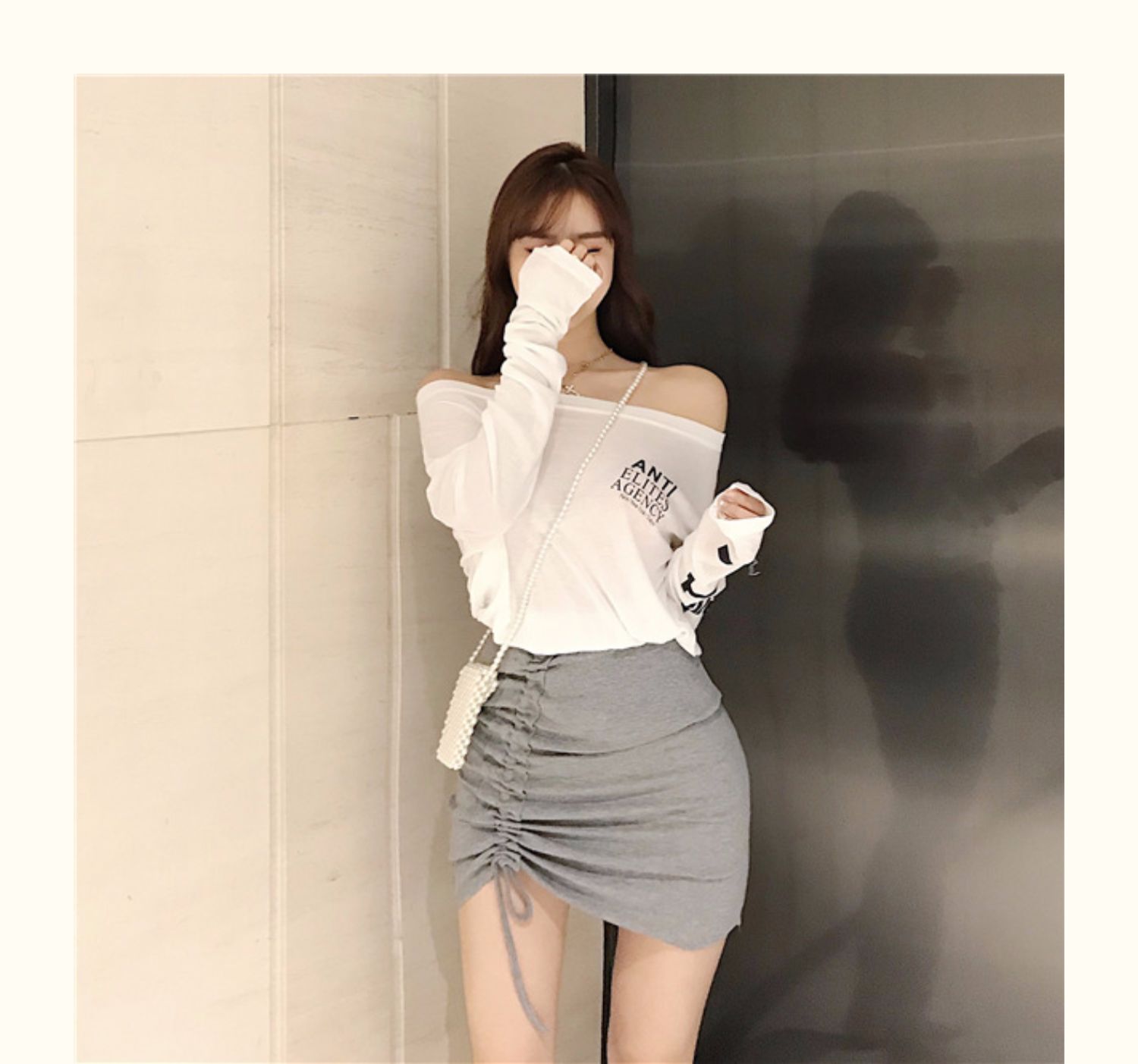 Kimchi 0o0o eo cao túi hông váy dây rút váy thiết kế ý nghĩa nữ thích hợp váy đơn mảnh nửa thân váy hoang dã - Váy chân váy tầng ngắn