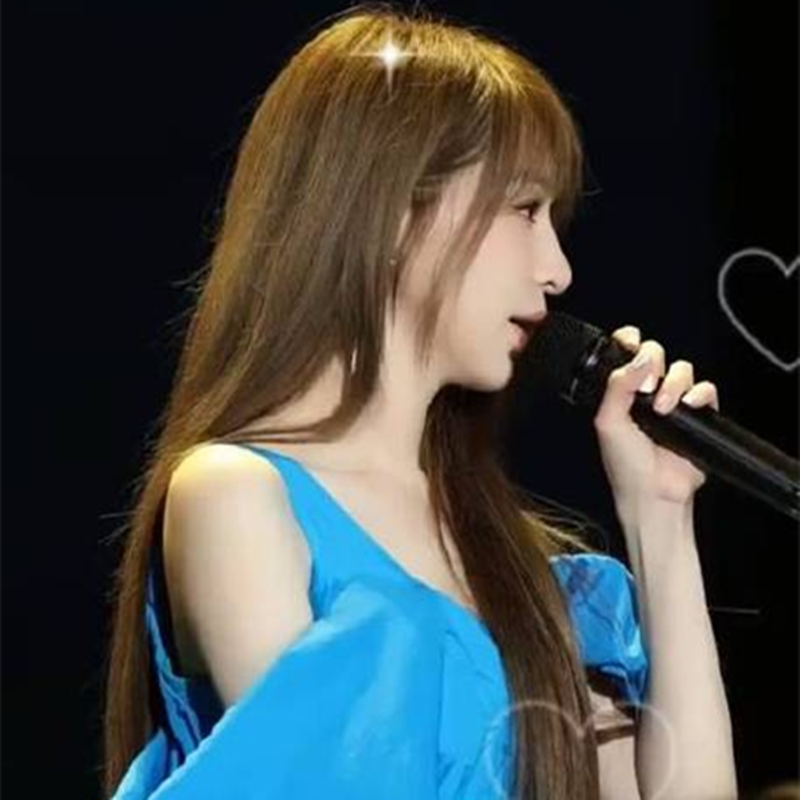 Wig Queen Xinling's Same Style Dark Brown Light Brown Long Straight Hair with Air Bangs for Streamer Performances and Photo Props