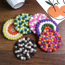 A variety of * zakka forest Nepali wool felt handmade colorful wool felt ball coaster Heat insulation placemat