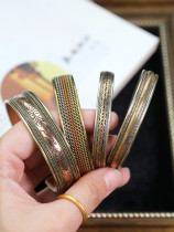 Tibet artisanal tricolour copper pure bronze bracelet 8 treasure decorated with ethnic wind bracelet subhand ring retro male and female personality ornaments