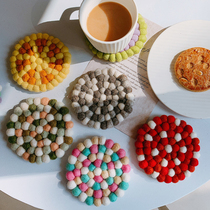zakka Wool felt wool ball ball coaster 10cm creative gift placemat insulation mat diy poke music mug mat