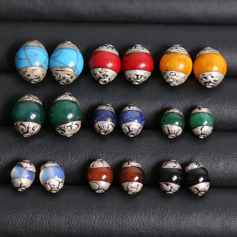 Nepal handmade copper beads Agate Coba resin loose beads with beads Buddha beads hand string necklace diy accessories spacer beads