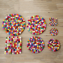  ins Colorful warm forest Nepal handmade wool felt Poke music ball coaster Heat insulation placemat