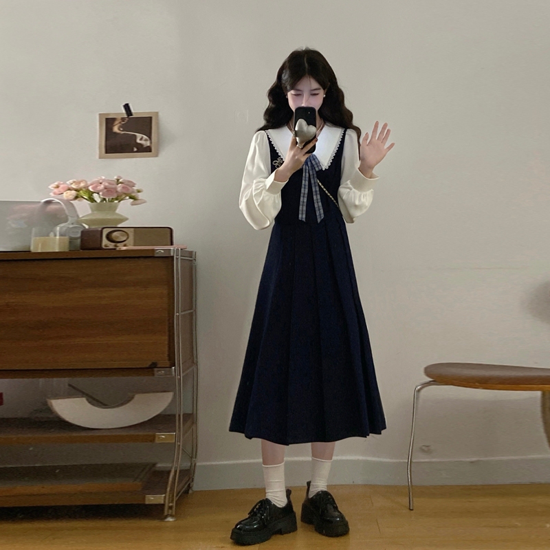 Summer French-Style College-Style Doll Collar Pleated Dress, Plus-Size Slimming Waist-Cinching Princess Short Dress