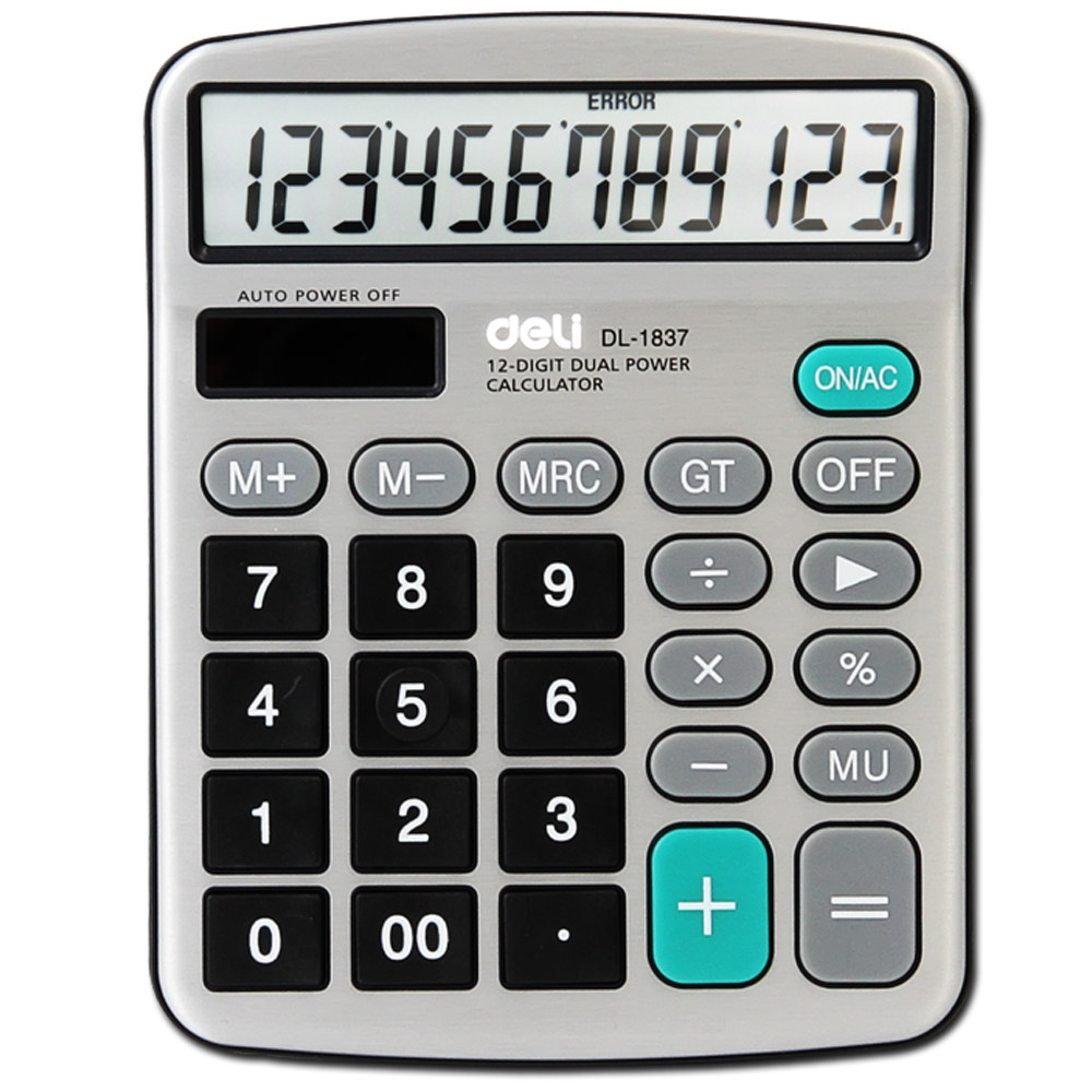 Able 1837 Metal Panel Calculator Computer Large Office Type Solar Finance Stationery Double Battery