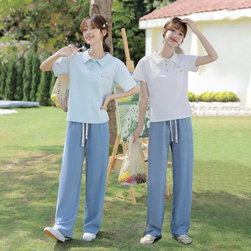Girls' Summer Dopamine Outfit Complete Set 2026 New Style High School and Junior High School Girls Teenagers Students Summer Clothing
