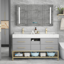 Double Basin Bath Room Cabinet Rock Board Washstand Basin Cabinet Combined Toilet Wash Terrace Wash Face Basin Modern Minima Mirror Cabinet