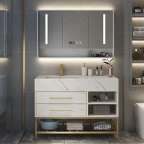 Rock-board bath cabinet floor-type hand washing table basin cabinet combined toilet washbasin washbasin washing table integrated intelligent mirror cabinet