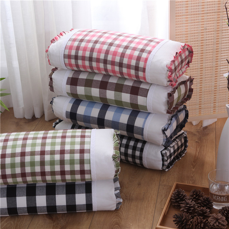 Buckwheat Leather Pillow Han Style Plaid Pure Cotton Pillowcase Rectangular neck Bitter Buckwheat Mcshell Hard Pillow Core Cervical Spine Healthcare Pillow