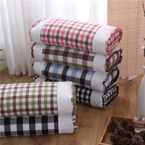 Buckwheat leather pillow Korean plaid cotton pillowcase rectangular neck bitter buckwheat shell hard pillow core cervical vertebra health pillow