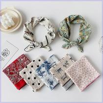 Small square scarf silk scarf womens neck decoration 2024 spring new scarf high-end fashion versatile cotton and linen thin scarf
