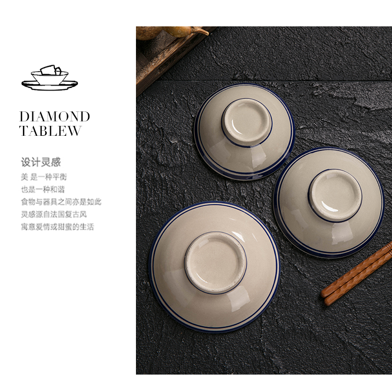 Phong cách Trung Quốc cổ xưa mở bát đập Trung Quốc màu xanh sừng bên bát bộ đồ ăn nhỏ rượu bát bát bát retro hoài cổ thương mại - Đồ ăn tối khay đựng đồ ăn