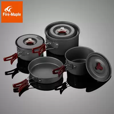 Huofeng 206 outdoor camping picnic 4-5 people portable set pot cooker with frying pan mesh bag storage