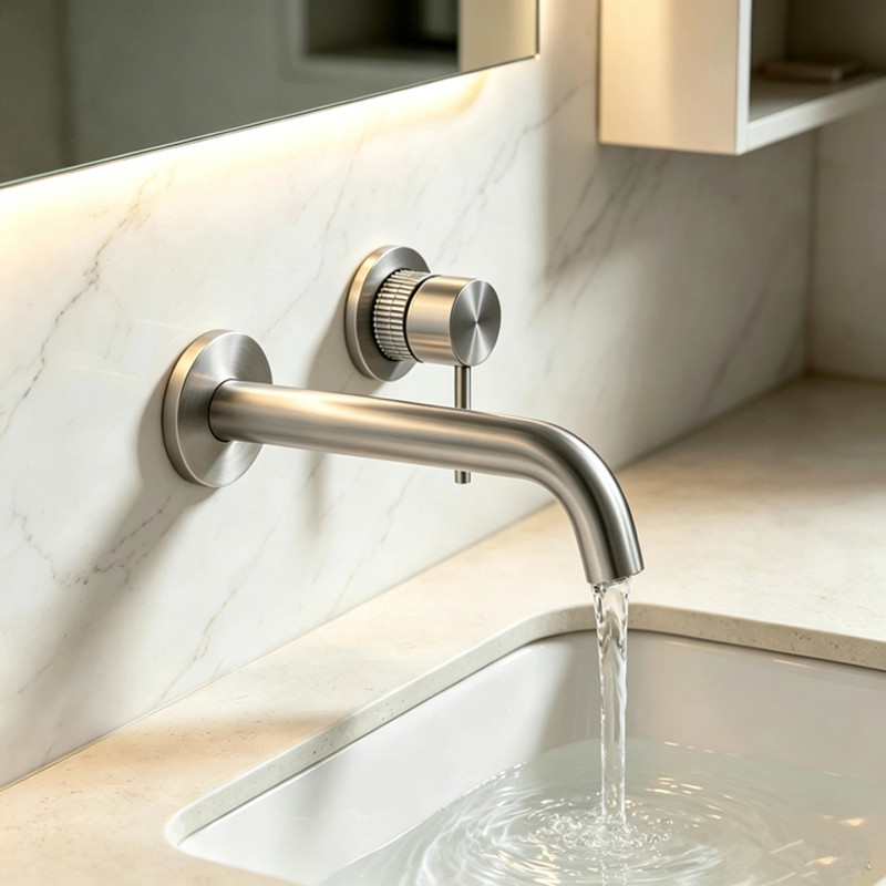 Brushed Nickel Concealed Wall-Mounted Basin Faucet, Hot-Melted All-Copper Hot and Cold Embedded Hidden Wall Outlet Faucet Brushed Nickel Concealed Wall-Mounted Basin Faucet, Hot-Melted All-Copper Hot and Cold Embedded Hidden Wall Outlet Faucet