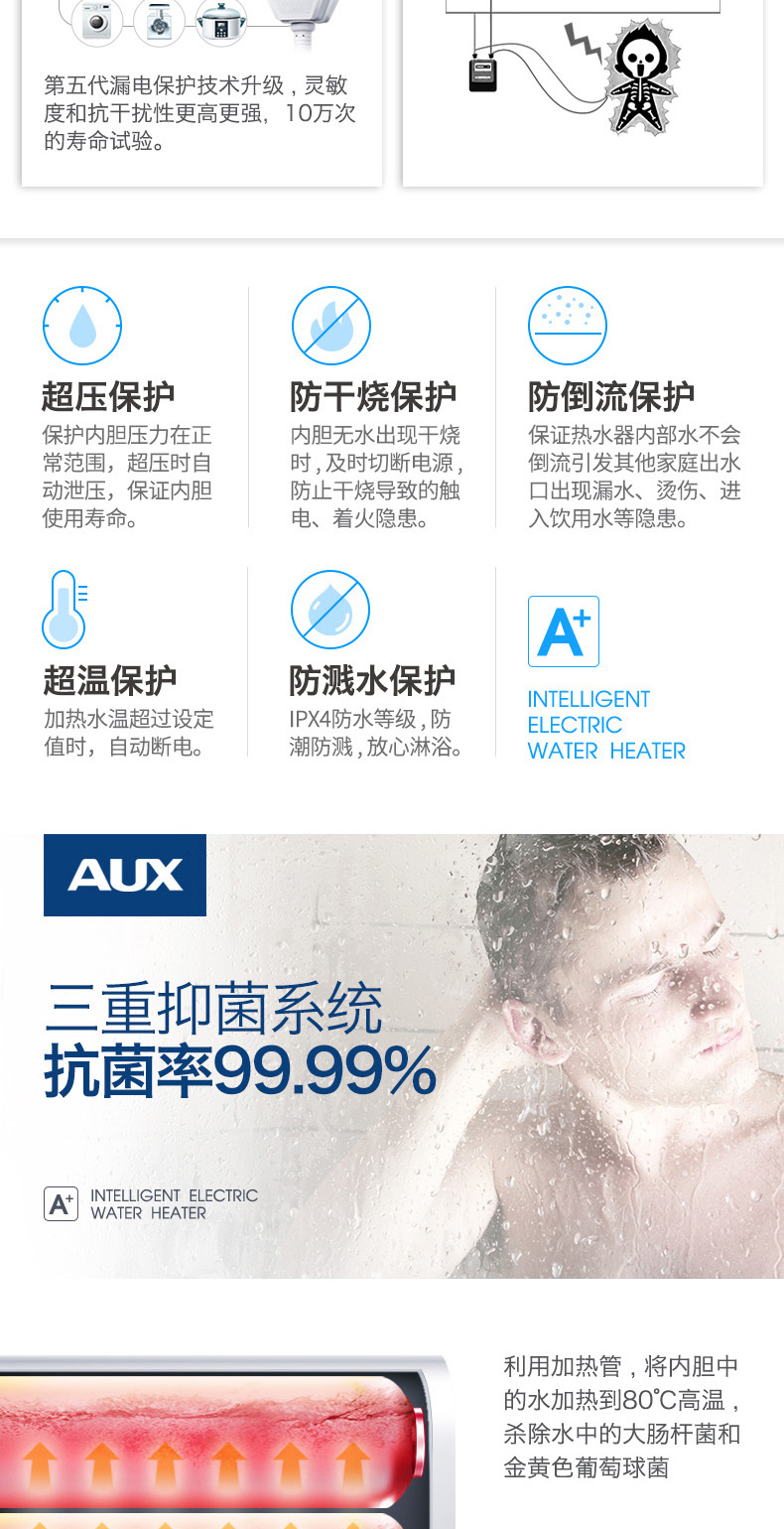bình nóng lạnh năng lượng mặt trời AUX aux SMS-60SC18 thùng nước nóng máy nước nóng 60 lít nhà tắm phòng tắm tốc độ lưu trữ nóng - Máy đun nước bình nóng lạnh rossi 15l