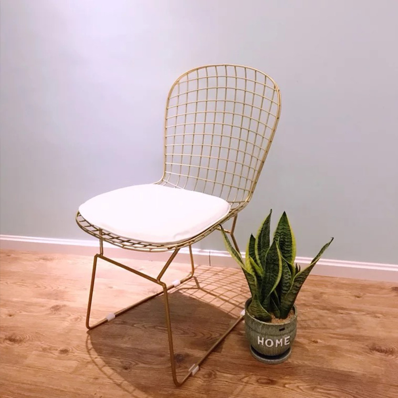 ins grid dining table and chair wrought iron office computer chair dresser makeup stool home leisure backrest net red chair