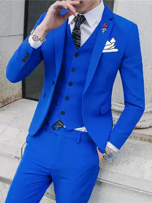Summer royal blue suit suit male Korean version slim host nightclub small suit stage performance dress trend