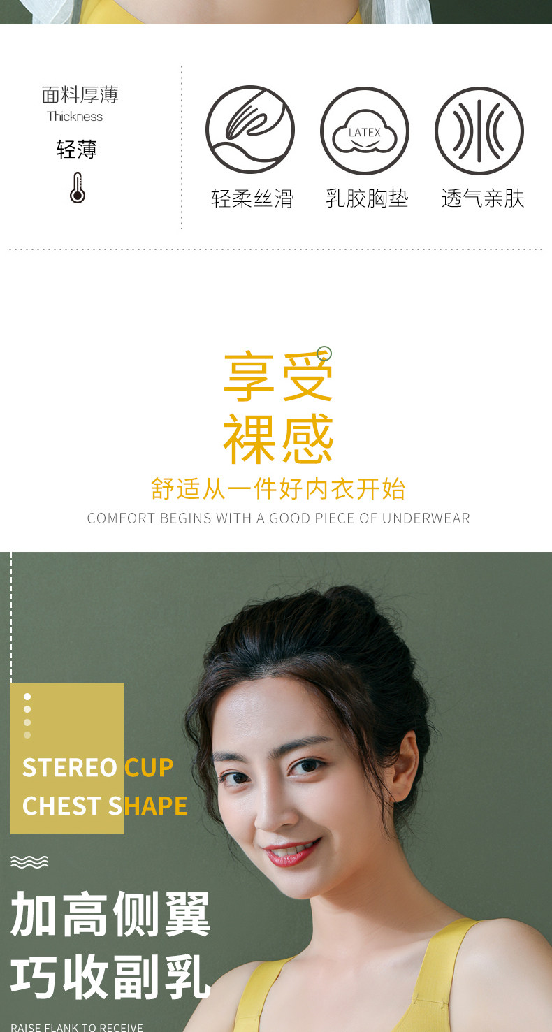 无痕美背可调节乳胶内衣无钢圈文胸 图2