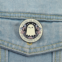 Cute flower butterfly ghost round alloy brooch creative English phrase badge pin clothing accessories