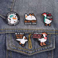 Cartoon goose big white goose small animal series alloy brooch interesting English phrase badge pin clothing accessories