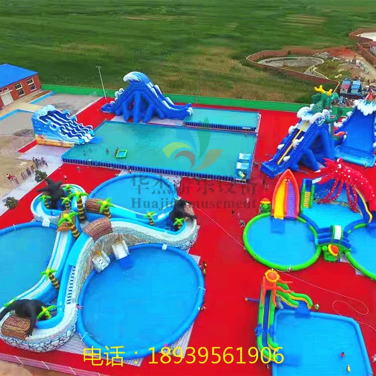 Children inflatable water park equipment Chong Guan Cartoon Water World Large Bracket Swimming Pool Pool Pool
