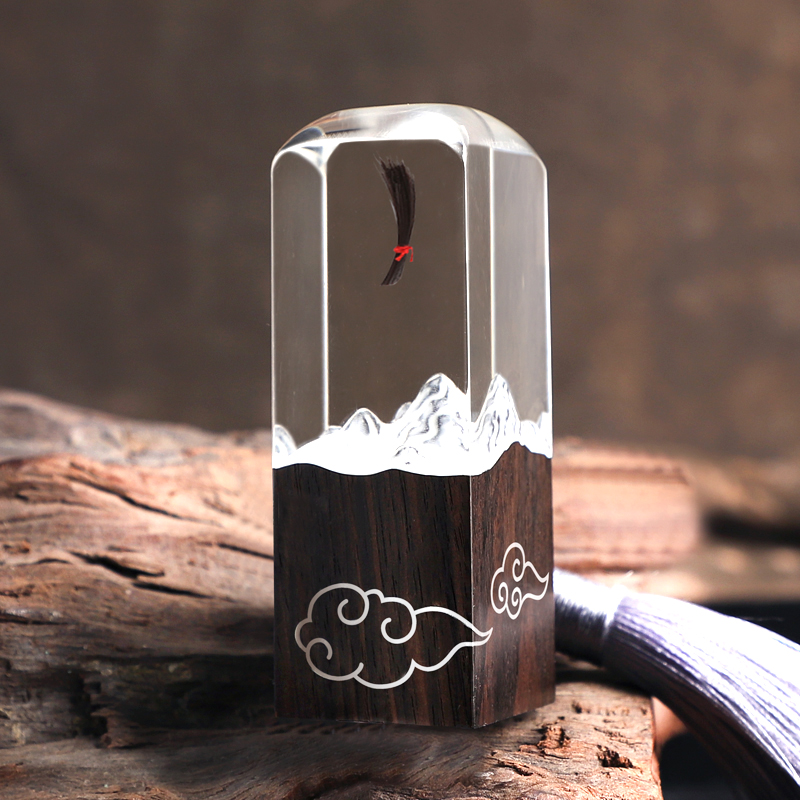 Baby souvenir diy fetal hair stamp silver wire inlaid fetal hair umbilical cord deciduous tooth stamp baby birth gift wooden commemoration