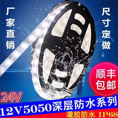 24V glue-filled under-soaking pool LED light strip outdoor waterproof exterior wall 5050 ultra-bright car fish tank