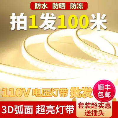 100 m Taiwan 110V light strip led outdoor waterproof colorful three-color Samsung super bright strip camping