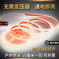 免变压器220V LED自粘软灯带条线灯槽家装吊顶背景墙窗帘户外防水