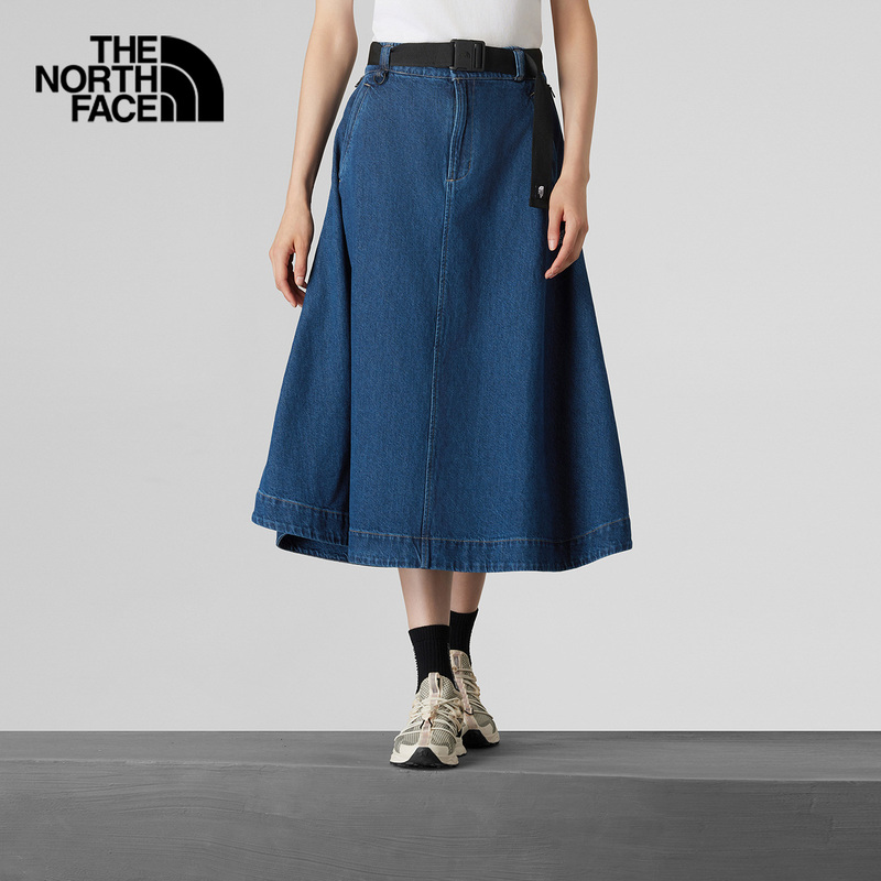 The North Face Ue Designer Women's A-Line Denim Skirt, Comfortable for Outdoor Activities | 8E6X