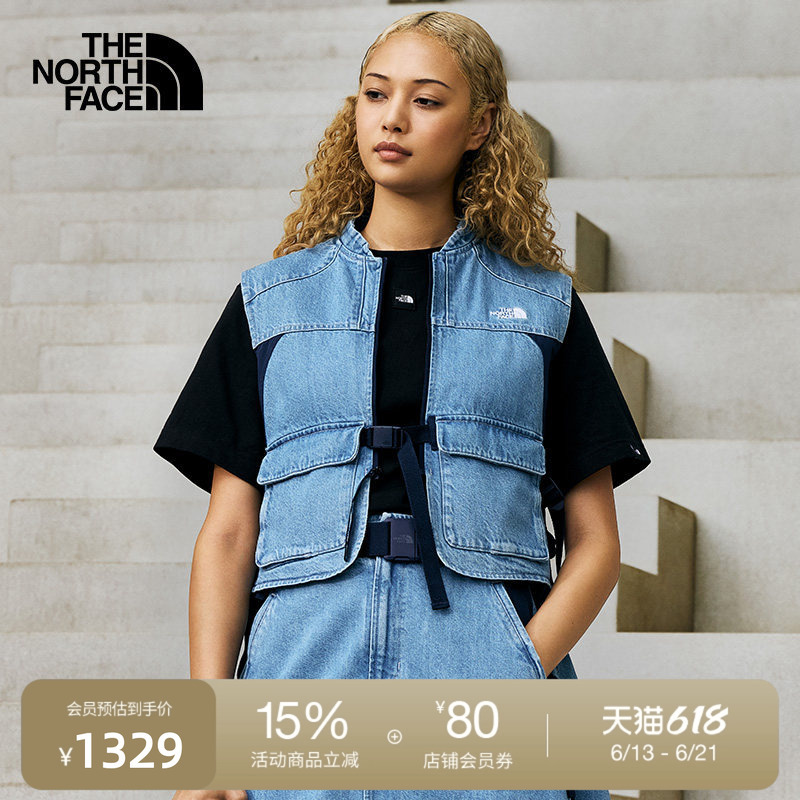 The North Face Ue Designer Women's Casual Denim Vest A-Line Patchwork Outdoor Autumn Style Thenorthface | 8E6W The North Face Ue Designer Women's Casual Denim Vest A-Line Patchwork Outdoor Autumn Style Thenorthface | 8E6W