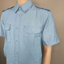 Vintage blue shirt in stock striped quick-drying blue short-sleeved shirt waisted jacket short-sleeved shirt shirt