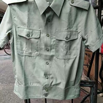 Old-fashioned short-sleeved jacket shirt old light green jacket 01 shirt mens summer quick-drying breathable cool nostalgic