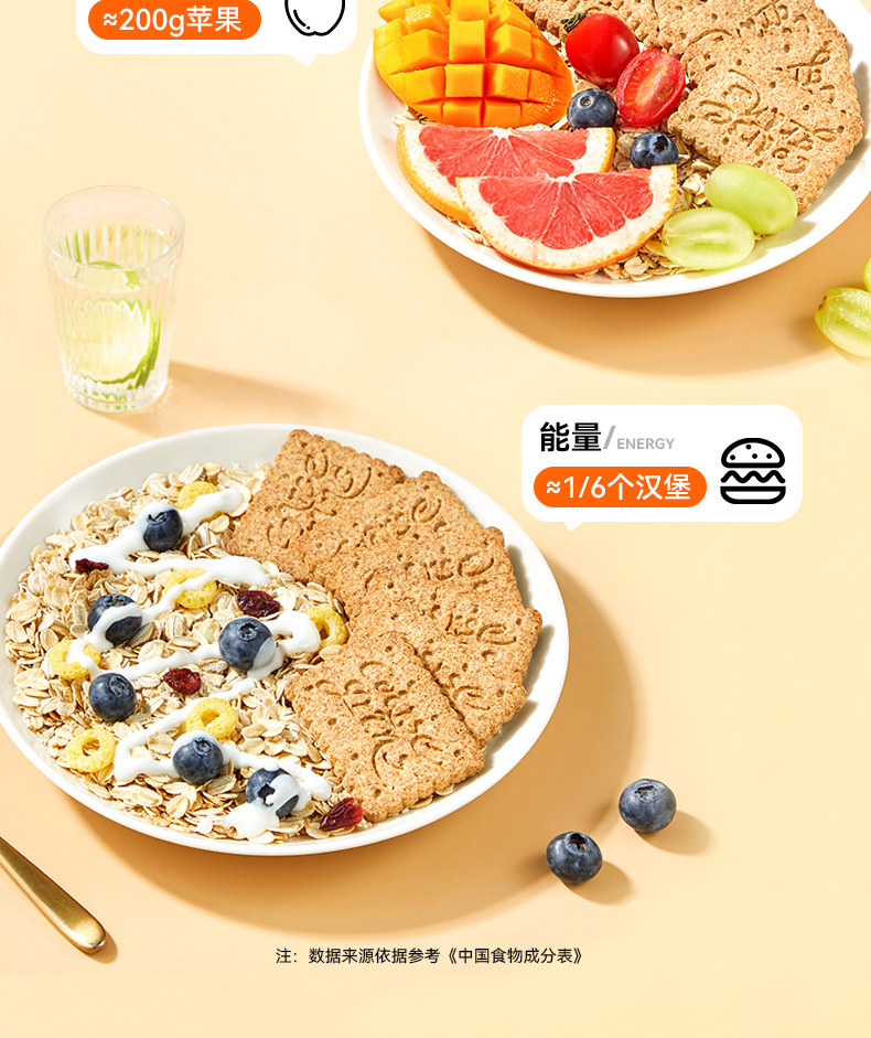 初吉 低GI全麦饼干 代餐减肥 1180g 图5