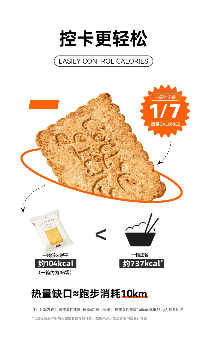 初吉 低GI全麦饼干 代餐减肥 1180g 图2