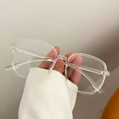 Ultra light TR square myopia glasses female big face thin big frame round face male Korean version of tide plain net red eye frame