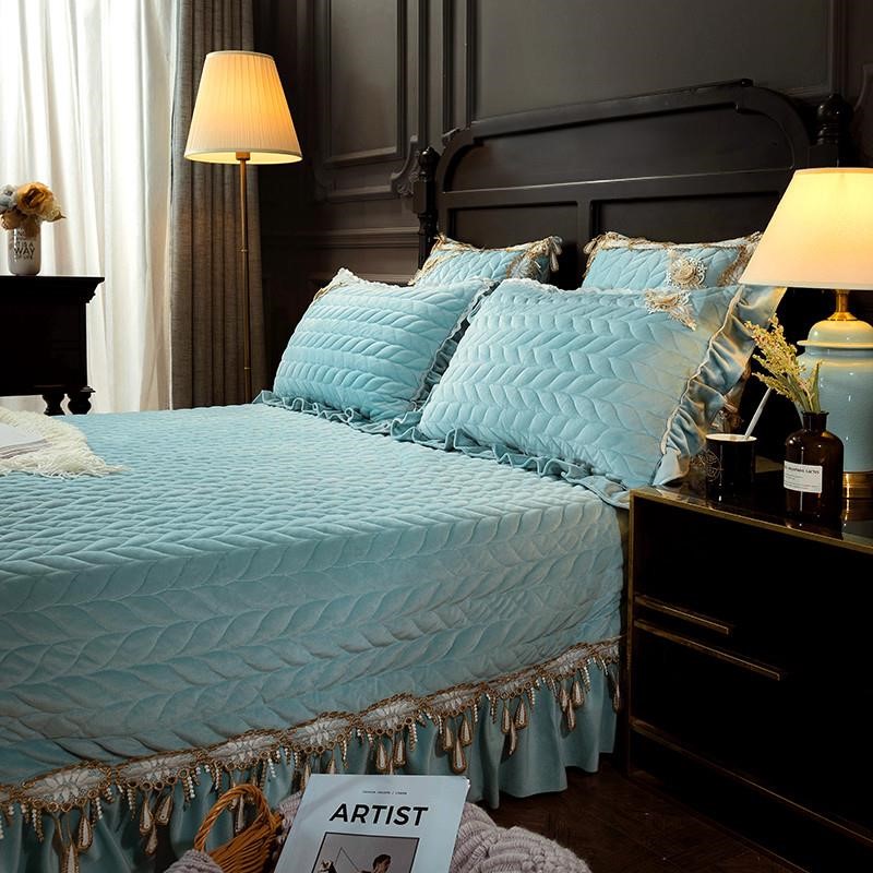 [Hot] một sự mất mát của pháp luật châu Âu Levin giường nhung bìa bông quilting Lei Sijia dày nhung ba mảnh vải 1,5m Clip - Trải giường ga giường chống thấm nước