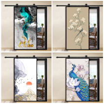 Customized color carved barn door Nordic Chinese creative kitchen door bedroom bathroom sliding door partition invisible door