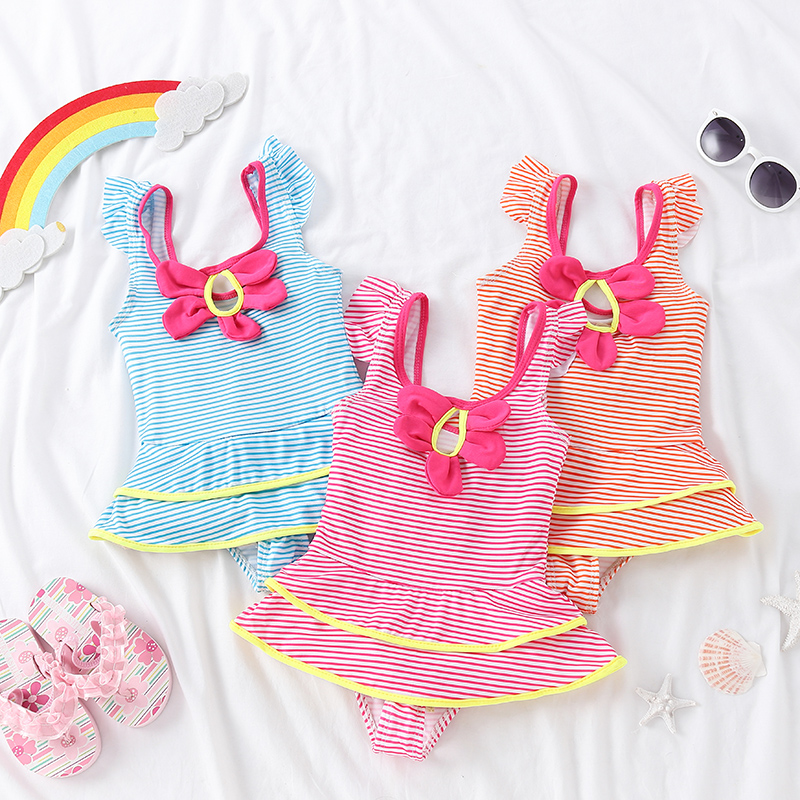 Children's swimsuit Korean girl cute petals baby baby 1-3-year-old children even body dress Princess swimsuit