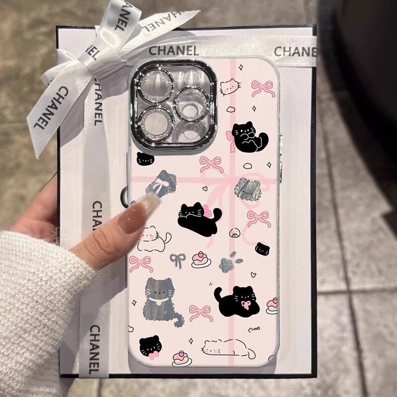 Cute Cat Phone Case Suitable for Oppo Reno14, Reno15C, Women's 13/12/11 New Models, Find X9 Pro, Simple 8/7 Cartoon A97/A96 Full Coverage A5 Anti-Drop 6 Lens Film K13S