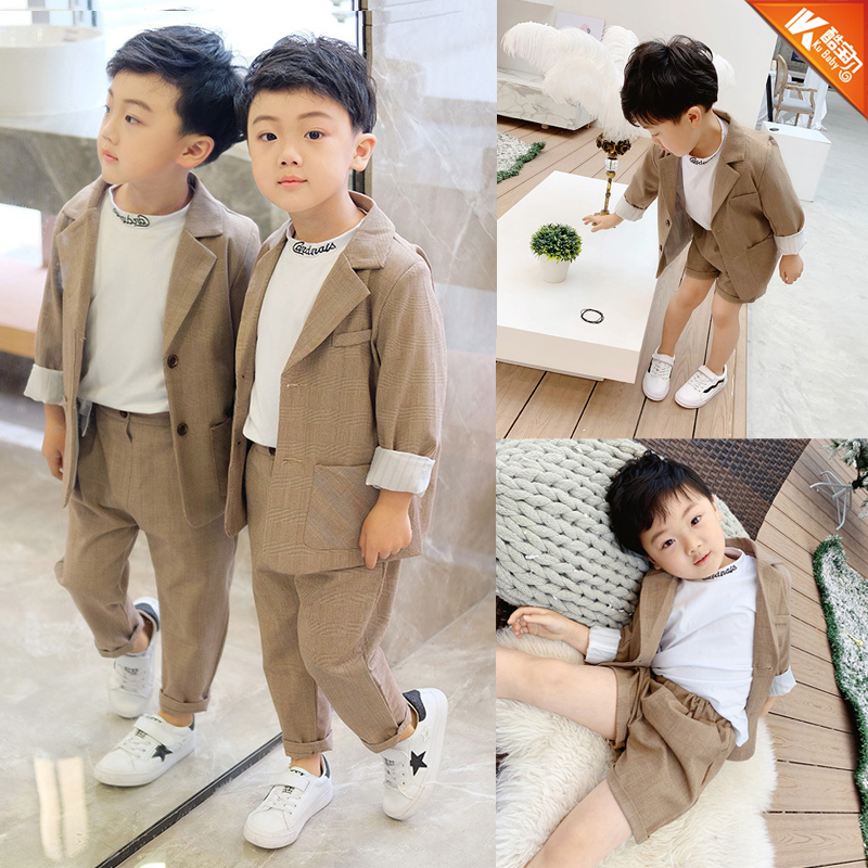 Children's small suit suit Boy casual Western suit jacket Han version Tide Baby Summer Boy Handsome Performance Gown