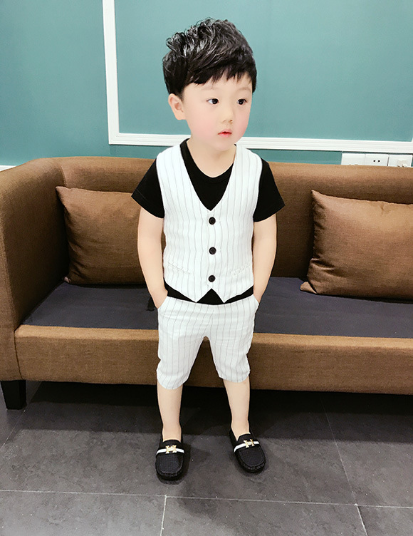 2 Summer childrens vest ba mảnh bộ con trai nhỏ phù hợp với bộ 3-5 năm bé cũ ngắn tay 4 đứa trẻ đẹp trai váy 6.