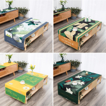 American retro waterproof cotton and linen coffee table cover cloth thickened dining table fabric double pocket rectangular dustproof tablecloth customization