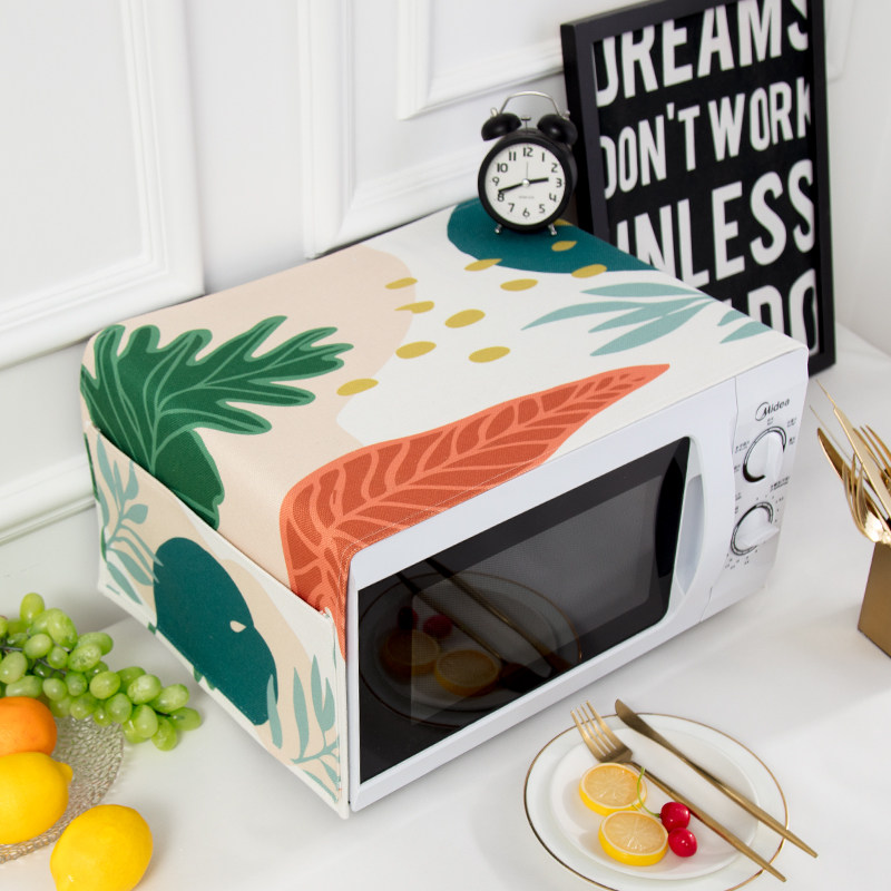 Color hand-drawn geometric cotton microwave oven cover cover pocket rectangular dust cover protection cover
